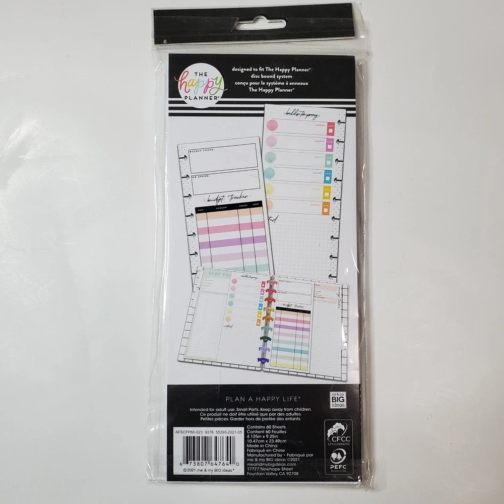 The Happy Planner Lot Budget Tracker Weekly Meal Plan and Rare Zipper Pouch New